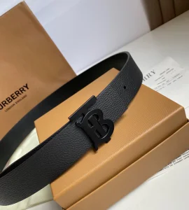Essenceofluxury Mens Belts Burberry TB Belt in Black Leather 35MM A175PP240 AA202493