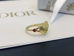 Essenceofluxury Womens Jewelry Dior Gold Heart Rings A39PP100 AA203897