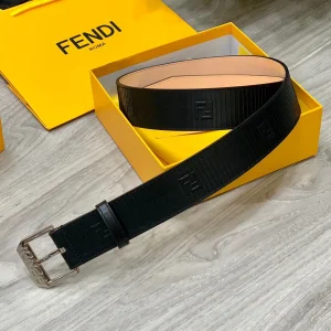 Fendi Black Leather Belt 38MM
