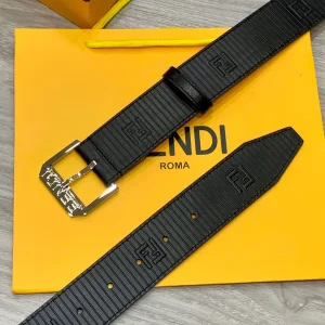 Fendi Black Leather Belt 38MM