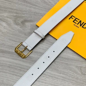 Fendi White Leather Belt 38MM