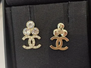 Chanel Crystal CC Logo Earrings