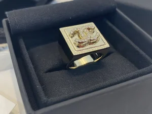Chanel Crystal CC Square Rings