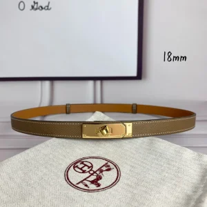 Hermes Kelly 18 Leather Belt Gray 18MM