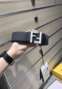 Fendi FF Logo Black Leather Belt 38MM