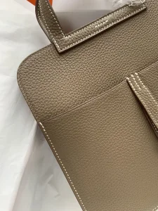 Hermes Halzan Gray Leather Bag 25CM