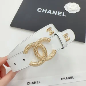 Chanel CC Logo White Leather Belt 30MM