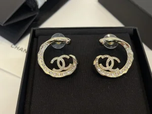 Chanel Crystals CC Moon Earrings