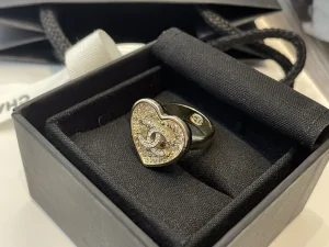 Chanel Crystal CC Heart Rings