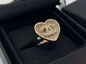 Chanel Crystal CC Heart Rings