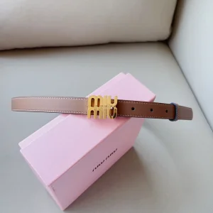 Miu Miu Logo Leather Belt Brown 20MM