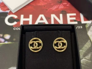 Chanel Gold CC Round Earrings