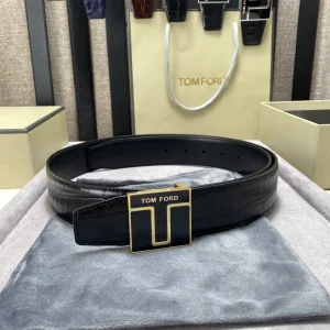 Tom Ford T Buckle Leather Belt Black 38MM