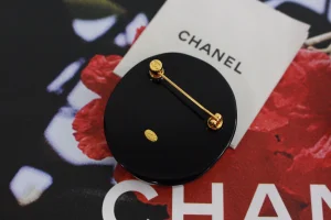 Chanel Round Brooch Yellow Red