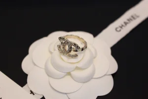 Chanel Crystal CC Gold Rings