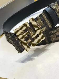 Fendi FF Squared Black Leather Belt 35MM