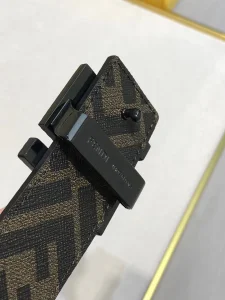 Fendi FF Squared Blue Leather Belt 35MM