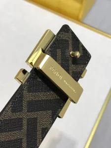 Fendi FF Squared Blue Leather Belt 35MM