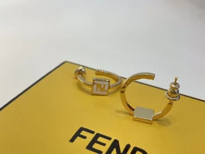 Fendi Forever FF Earrings Gold White