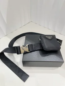 Prada Black Nylon Belt with Pouch 35MM