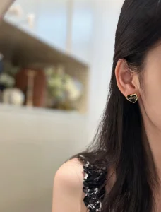 Miu Miu Logo Black Heart Earrings