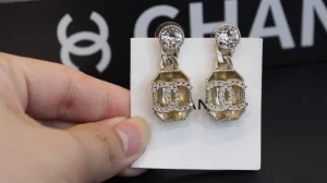 Chanel Crystal CC Pendant Earrings