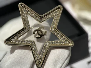 Chanel Crystals Star Gold CC Brooch