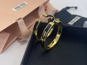 Miu Miu Enameled Metal Earrings Black