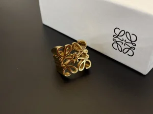 Loewe Anagram Pave Yellow Gold Rings
