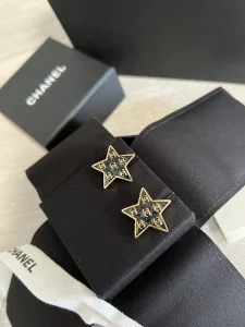 Chanel Multi CC Black Star Earrings