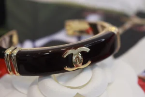 Chanel CC Black Gold Cuff Bracelets