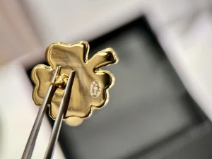 Chanel CC Gold Flower Stud Earrings