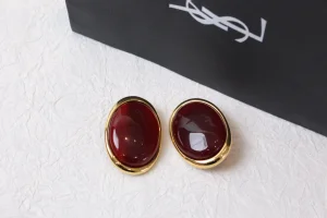 Saint Laurent Burgundy Egg Earrings