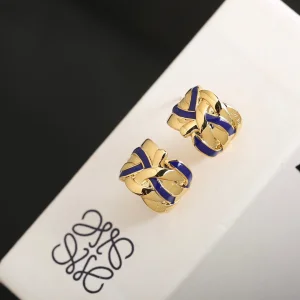 Loewe Nest Earrings Gold Midnight Blue