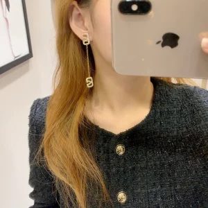 Valentino Crystal Vlogo Drop Earrings