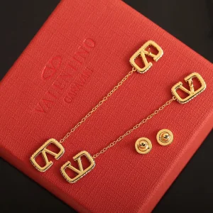 Valentino Crystal Vlogo Drop Earrings