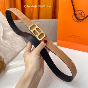 Hermes Brown Leather Belt 25MM