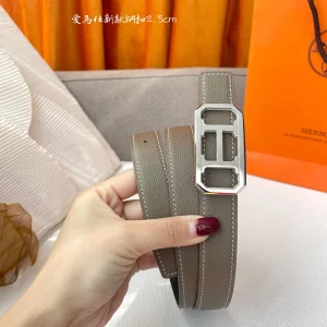 Hermes Grey Leather Belt 25MM