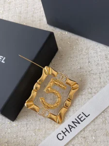 Chanel Gold Metal No5 Square Brooch