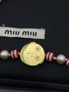 Miu Miu Red White Pearl Necklaces