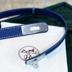 Hermes Kelly Jean Denim Blue Belt 18MM