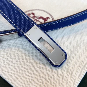Hermes Kelly Jean Denim Blue Belt 18MM
