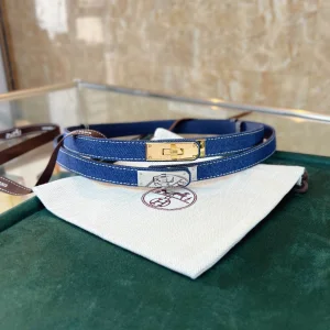 Hermes Kelly Jean Denim Blue Belt 18MM