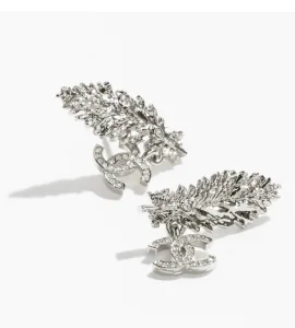 Chanel Metal Crystal Pendant Earrings