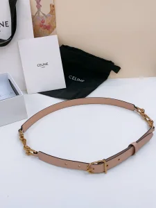 Celine Crecy Buckle Pink Leather Belt