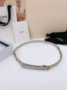 Celine Crecy Buckle White Leather Belt