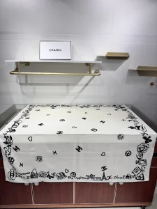 Chanel White Silk Square Scarf